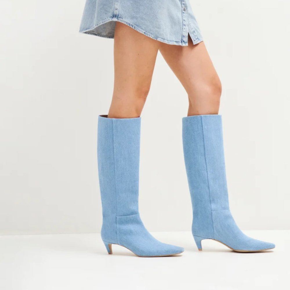 Reformation - Remy Knee Boot (Color: Light Denim, Size: 6) Retail: $478